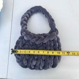 15x10” Braided Knit Handbag in Charcoal Gray